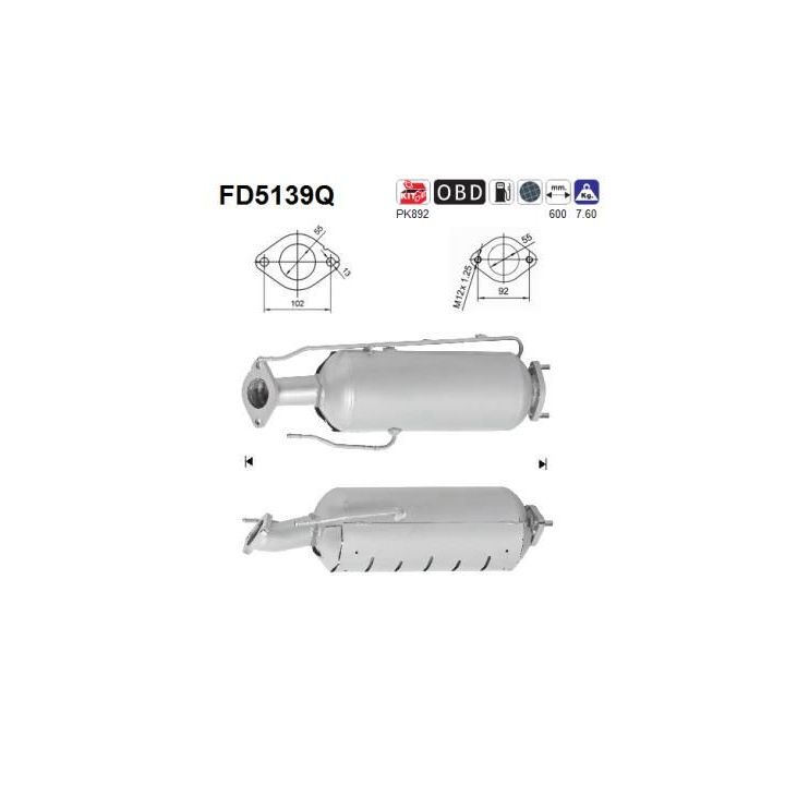 Suodžių / kietųjų dalelių filtras, išmetimo sistema AS FD5139Q