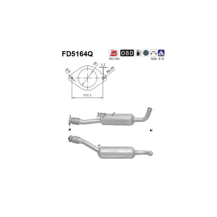 Suodžių / kietųjų dalelių filtras, išmetimo sistema AS FD5164Q