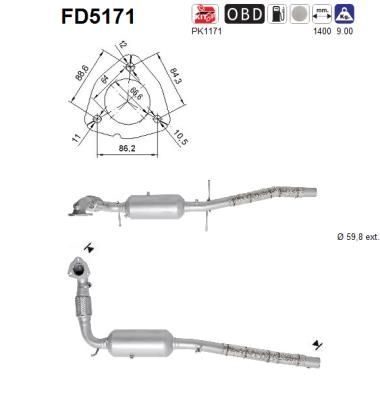 Suodžių / kietųjų dalelių filtras, išmetimo sistema AS FD5171