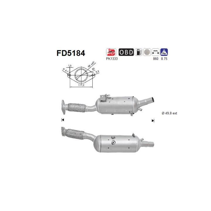 Suodžių / kietųjų dalelių filtras, išmetimo sistema AS FD5184