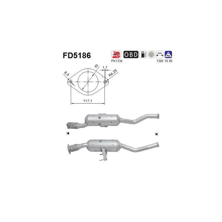 Suodžių / kietųjų dalelių filtras, išmetimo sistema AS FD5186