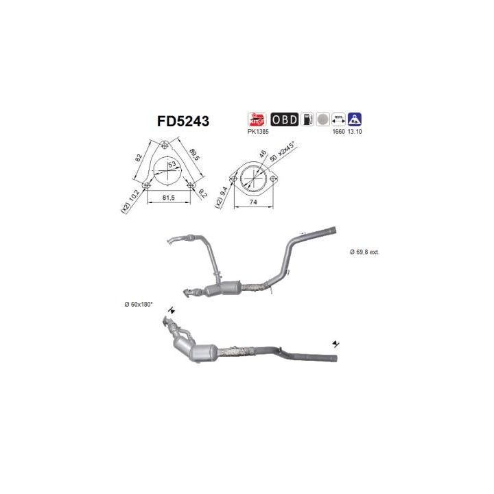 Suodžių / kietųjų dalelių filtras, išmetimo sistema AS FD5243