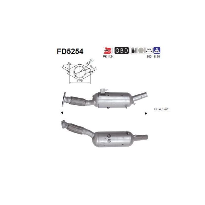 Suodžių / kietųjų dalelių filtras, išmetimo sistema AS FD5254