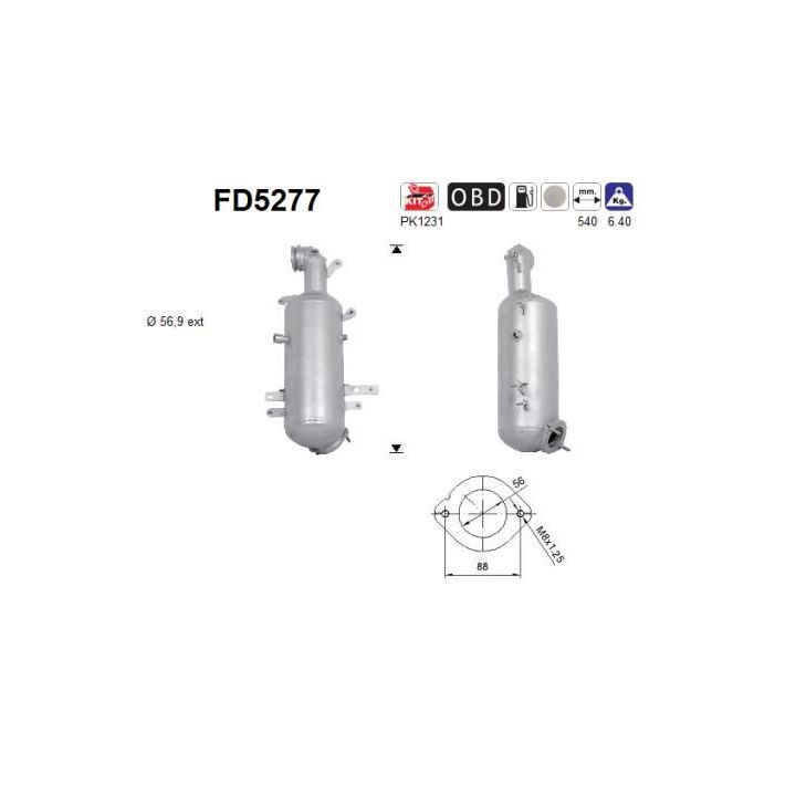 Suodžių / kietųjų dalelių filtras, išmetimo sistema AS FD5277