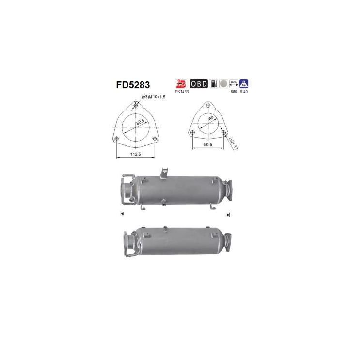 Suodžių / kietųjų dalelių filtras, išmetimo sistema AS FD5283