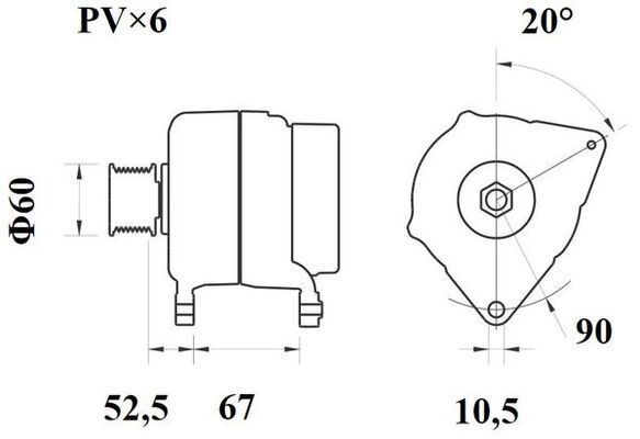 Kintamosios srovės generatorius MAHLE MG 1082