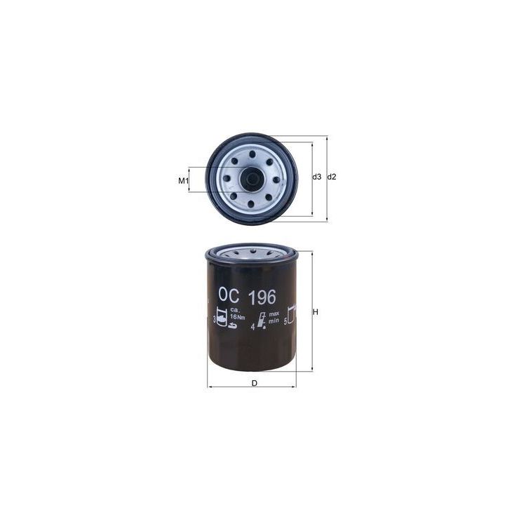 Alyvos filtras MAHLE OC 196
