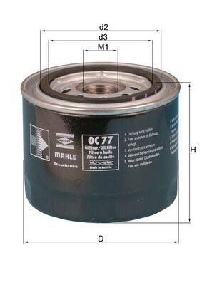 Alyvos filtras MAHLE OC 77