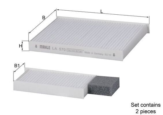 Filtras, salono oras MAHLE LA 570/S