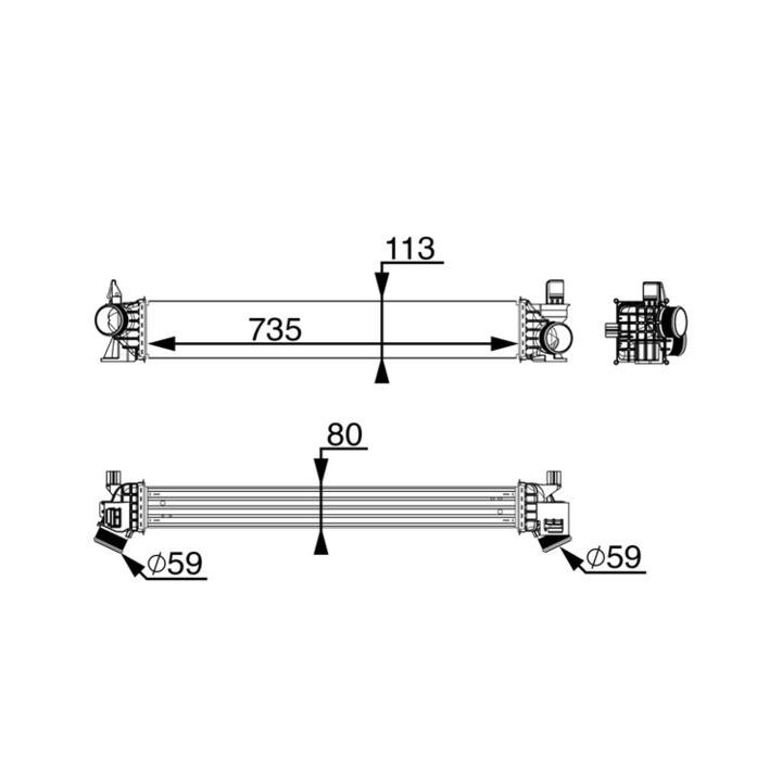 Tarpinis suslėgto oro aušintuvas, kompresorius MAHLE CI 217 000P