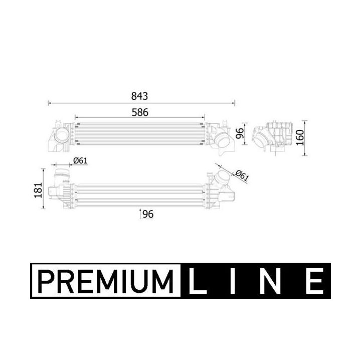 Tarpinis suslėgto oro aušintuvas, kompresorius MAHLE CI 614 000P