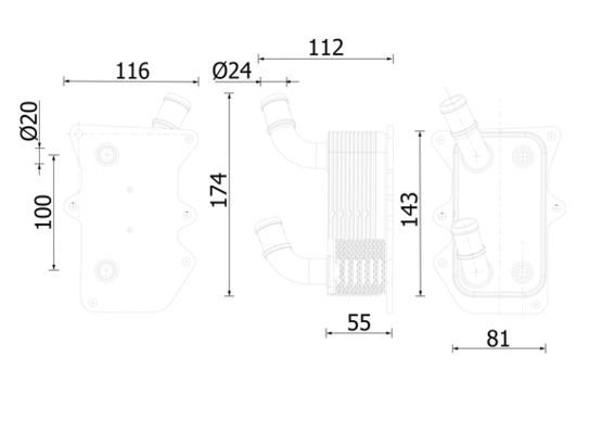 Alyvos aušintuvas, variklio alyva MAHLE CLC 276 000S