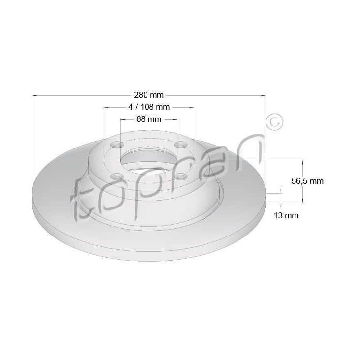 Stabdžių diskas TOPRAN 104 415