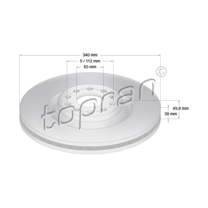Stabdžių diskas TOPRAN 114 839
