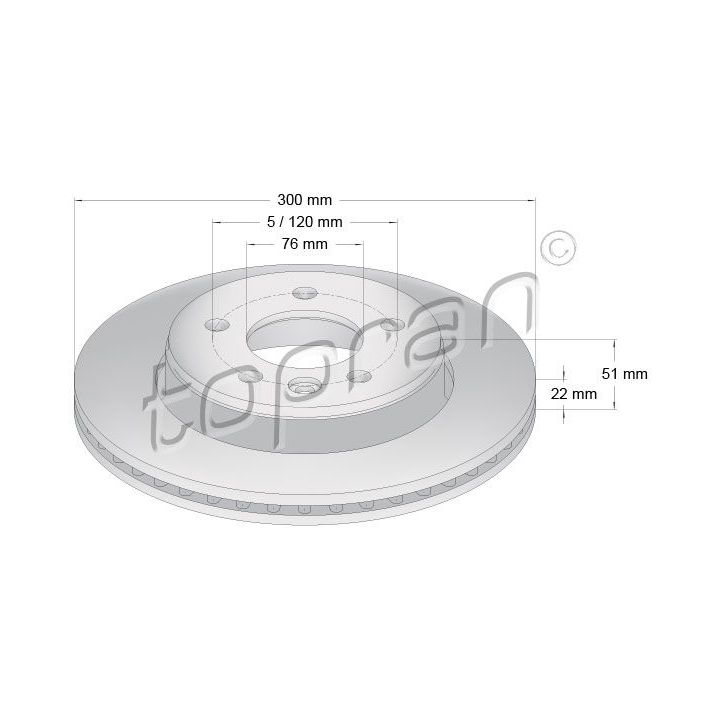 Stabdžių diskas TOPRAN 118 208
