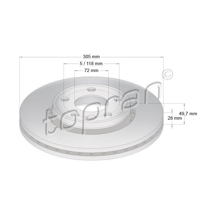 Stabdžių diskas TOPRAN 207 073