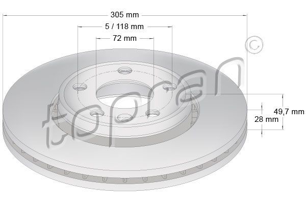 Stabdžių diskas TOPRAN 207 073