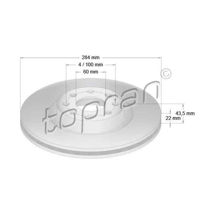 Stabdžių diskas TOPRAN 207 628