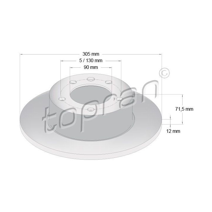 Stabdžių diskas TOPRAN 208 236