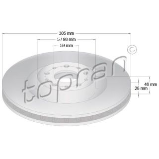 Stabdžių diskas TOPRAN 208 282