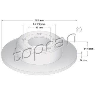 Stabdžių diskas TOPRAN 208 551