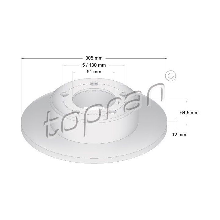 Stabdžių diskas TOPRAN 208 551