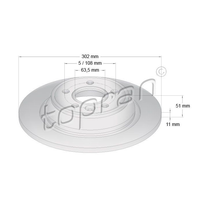 Stabdžių diskas TOPRAN 303 969