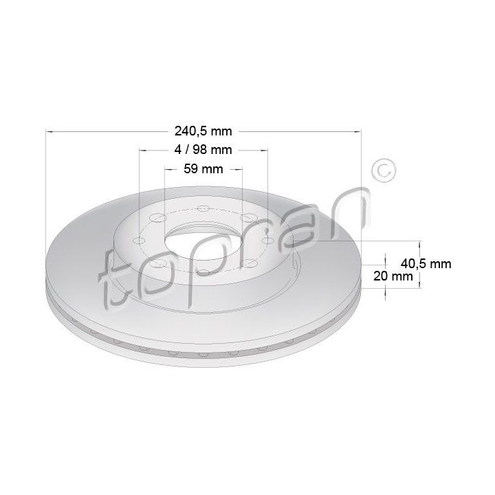 Stabdžių diskas TOPRAN 304 231