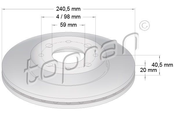 Stabdžių diskas TOPRAN 304 231