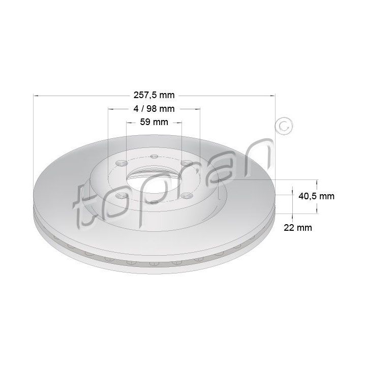 Stabdžių diskas TOPRAN 722 598