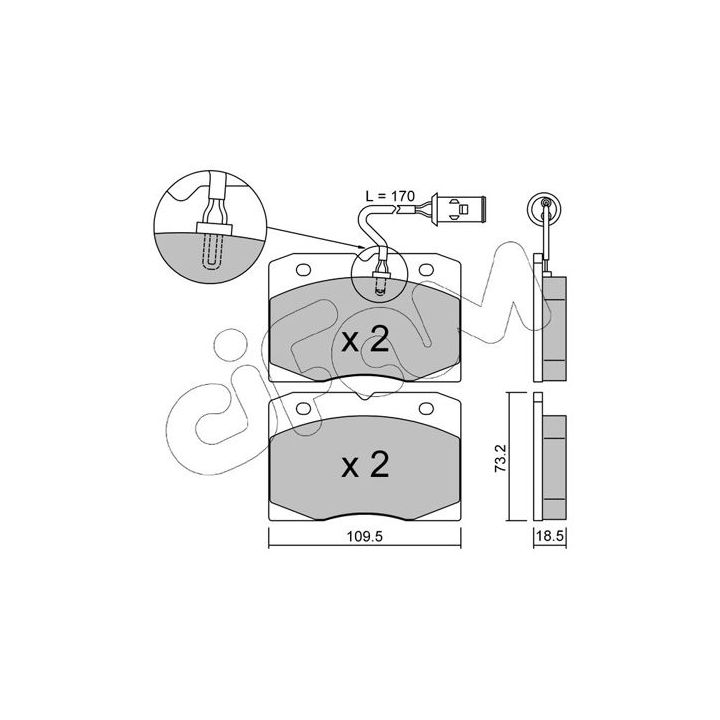 Stabdžių trinkelių rinkinys, diskinis stabdys CIFAM 822-051-2