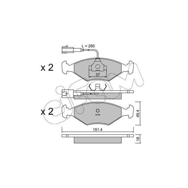 Stabdžių trinkelių rinkinys, diskinis stabdys CIFAM 822-057-1