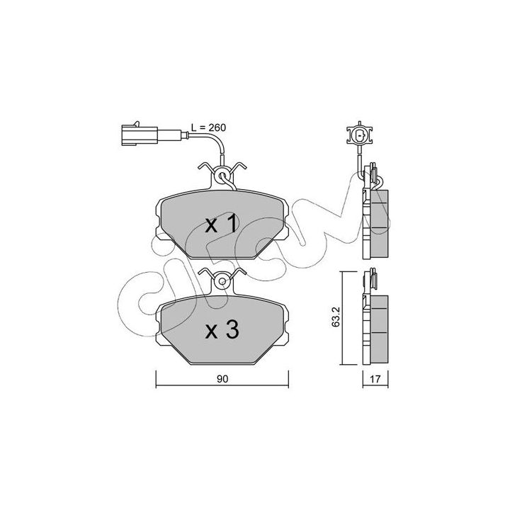 Stabdžių trinkelių rinkinys, diskinis stabdys CIFAM 822-059-0