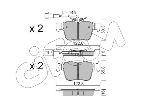 Stabdžių trinkelių rinkinys, diskinis stabdys CIFAM 822-1101-0