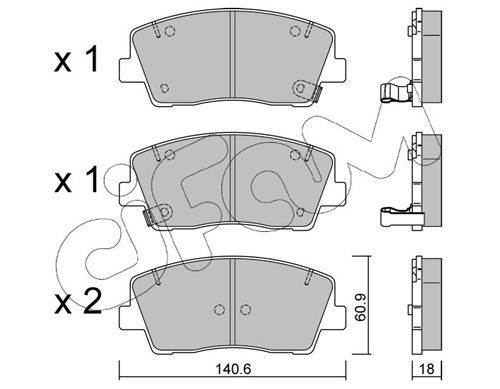 Stabdžių trinkelių rinkinys, diskinis stabdys CIFAM 822-1169-0