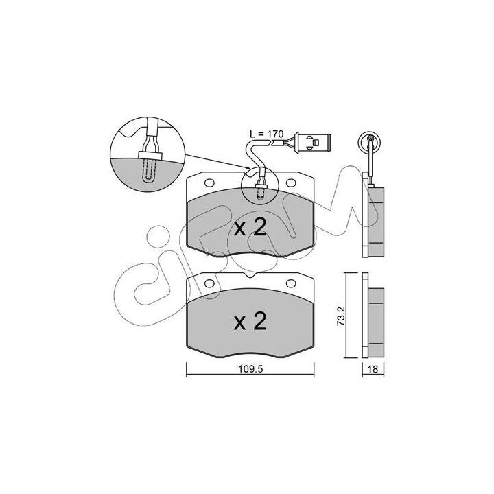 Stabdžių trinkelių rinkinys, diskinis stabdys CIFAM 822-139-0