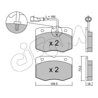 Stabdžių trinkelių rinkinys, diskinis stabdys CIFAM 822-139-1