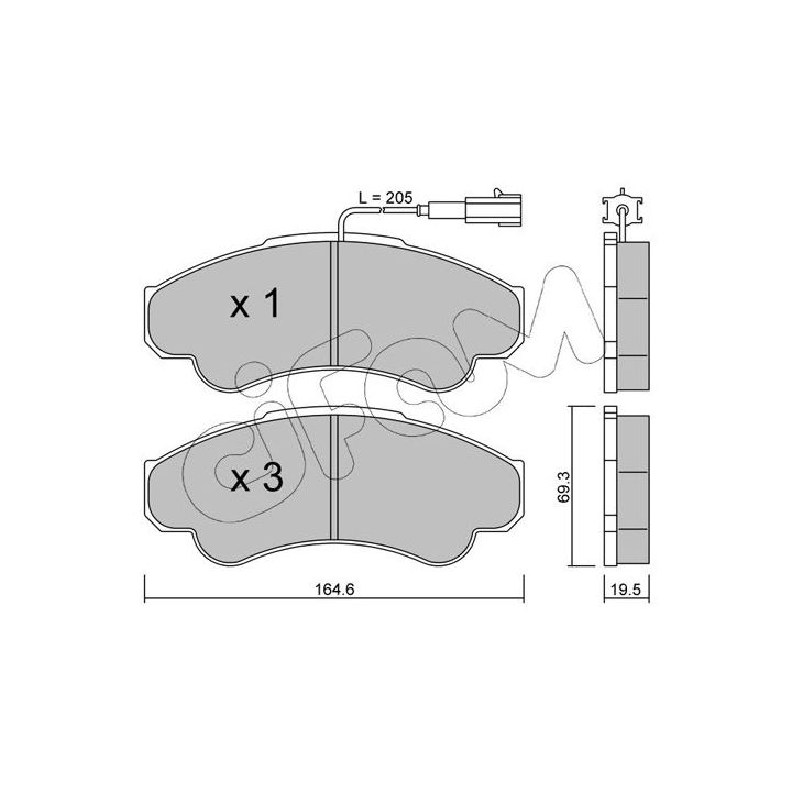 Stabdžių trinkelių rinkinys, diskinis stabdys CIFAM 822-326-0