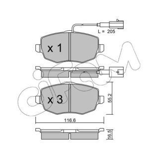 Stabdžių trinkelių rinkinys, diskinis stabdys CIFAM 822-528-1