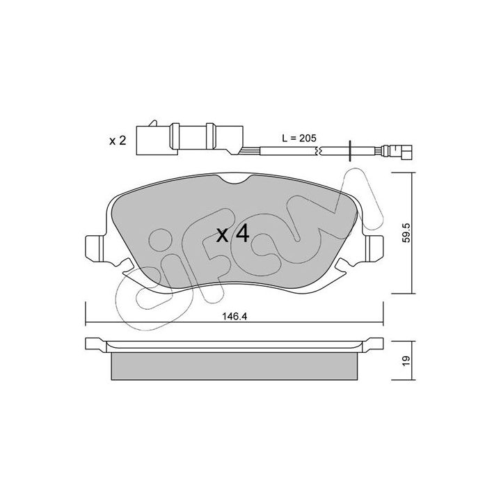 Stabdžių trinkelių rinkinys, diskinis stabdys CIFAM 822-529-0