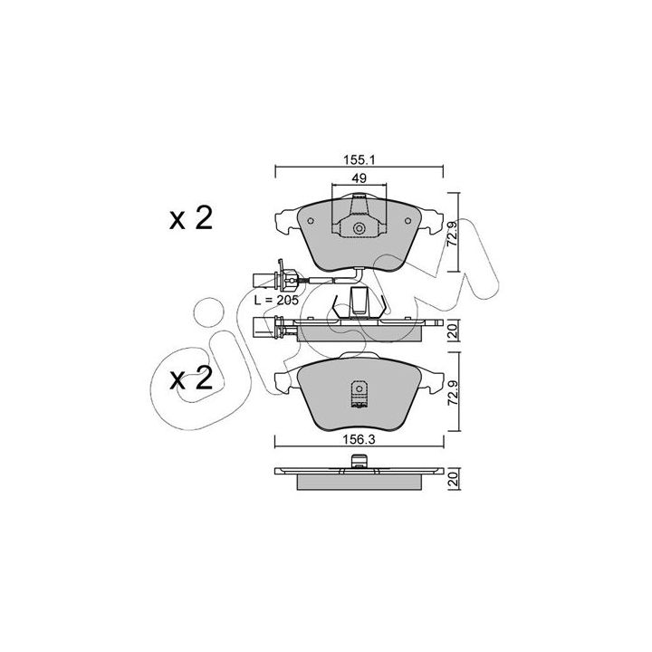 Stabdžių trinkelių rinkinys, diskinis stabdys CIFAM 822-549-0
