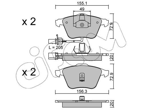 Stabdžių trinkelių rinkinys, diskinis stabdys CIFAM 822-549-0