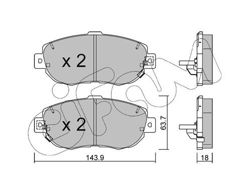 Stabdžių trinkelių rinkinys, diskinis stabdys CIFAM 822-756-0
