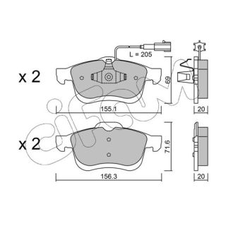 Stabdžių trinkelių rinkinys, diskinis stabdys CIFAM 822-824-1