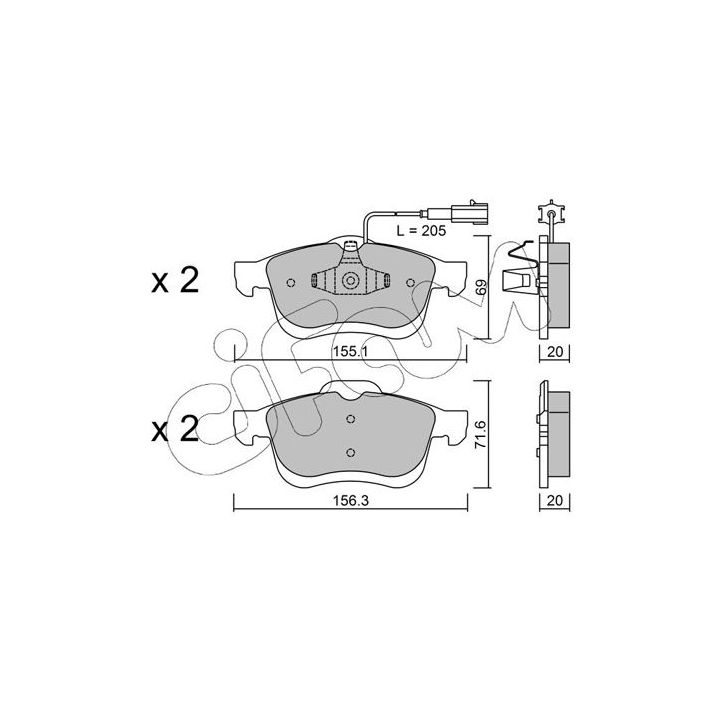 Stabdžių trinkelių rinkinys, diskinis stabdys CIFAM 822-824-1