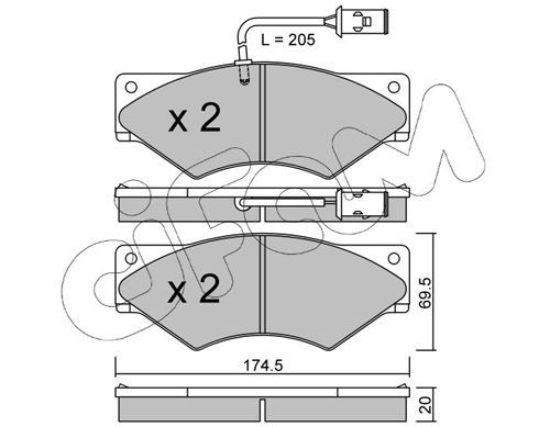 Stabdžių trinkelių rinkinys, diskinis stabdys CIFAM 822-849-0