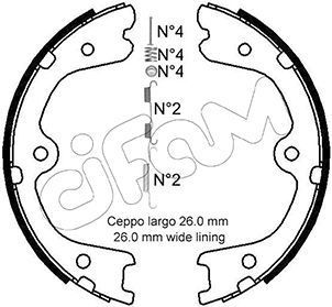 Stabdžių trinkelių komplektas, stovėjimo stabdis CIFAM 153-298K
