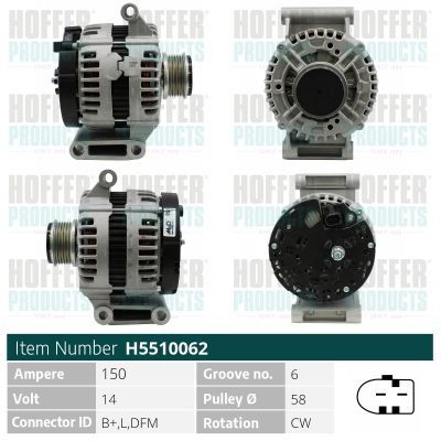 Kintamosios srovės generatorius HOFFER H5510062