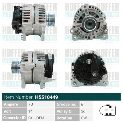 Kintamosios srovės generatorius HOFFER H5510449