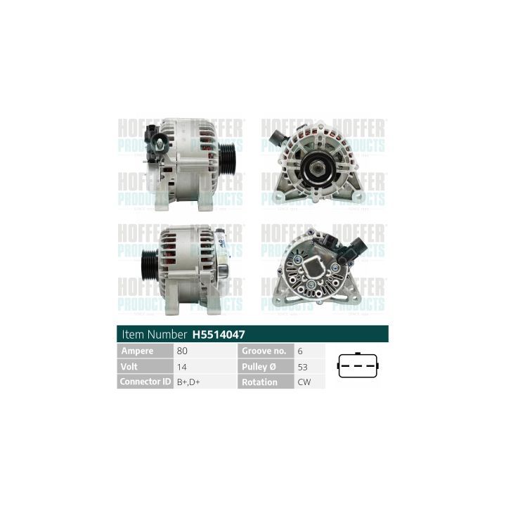 Kintamosios srovės generatorius HOFFER H5514047